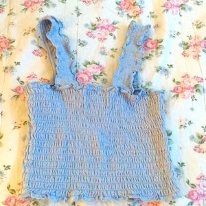 xs baby blue lettuce tank top